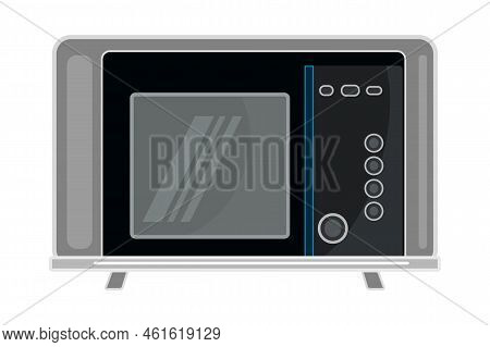 Microwave Isolated On White Background. Microwave Oven With Display And Buttons. Kitchen Electric Ap
