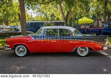 Falcon Heights, Mn - June 18, 2022: High Perspective Side View Of A 1956 Dodge Coronet Lancer 2 Door