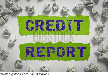 Inspiration Showing Sign Credit Report. Business Idea Borrowing Rap Sheet Bill And Dues Payment Scor