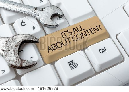 Text Showing Inspiration It S Is All About Content. Business Approach Express Thru Writing Informati