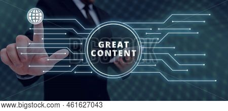Writing Displaying Text Great Content. Conceptual Photo Satisfaction Motivational Readable Applicabl
