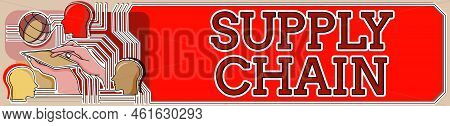Handwriting Text Supply Chain. Conceptual Photo System Of Organization And Processes From Supplier T
