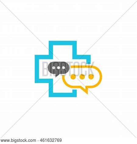 Health Chat Logo Design Template. Chat Plus Logo Concept Vector. Creative Icon Symbol