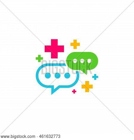 Health Chat Logo Design Template. Chat Plus Logo Concept Vector. Creative Icon Symbol