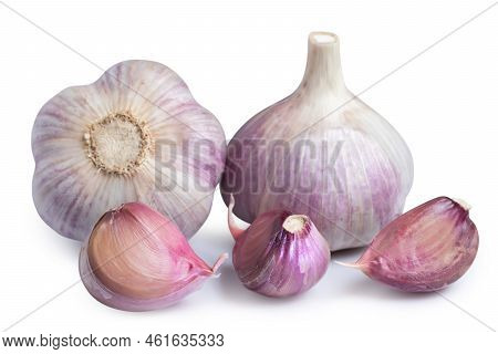 Garlic Clove And Bulb Isolated On White Background