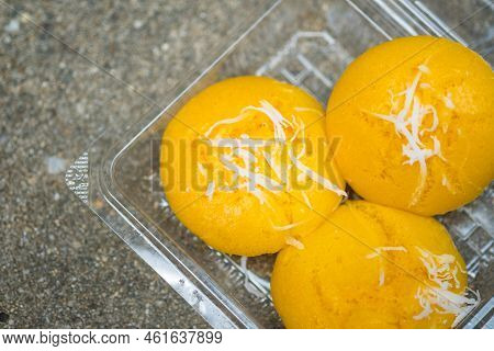 Toddy Palm Cake, It Called Kanom-tarn. Thai Toddy Palm Cake Sweet Taste Delicious.
