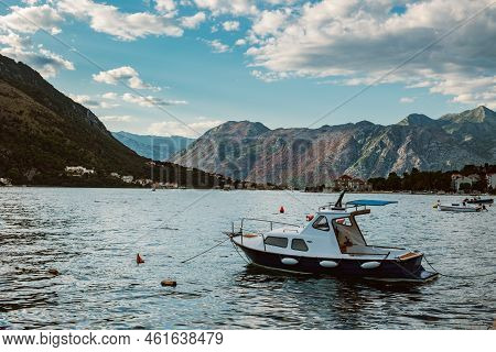 Amazing View Of Boko-kotor Bay, Montenegro. Beautiful Cloudy Sky. Travel Destination In Montenegro.