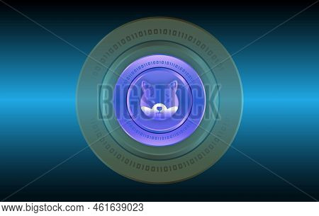 Shiba Virtual Currency Visuals On A Colorful Background. 3d Illustrations.
