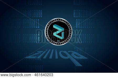 Zilliqa-zil Virtual Currency Images. 3d Illustrations. Coin Logo
