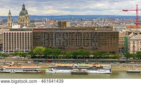 Budapest, Hungary - July 31, 2022: Intercontinental Hotel Building At Danube River In Hungarian Capi