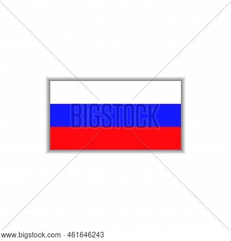 Russia Flag With Shadow Isolated On White Background