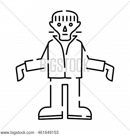 Frankenstein Thin Line Icon, Halloween And Monster, Zombie Sign, Vector Graphics, A Linear Pattern O