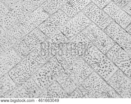 Marble Floor On The Street, Dubrovnik, Croatia. Antique Masonry Tiles From Rectangular Blocks. Black