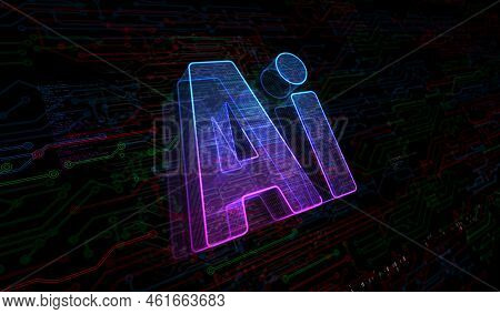 Artificial Intelligence Technology Ai Symbol Digital Concept 3D Illustration