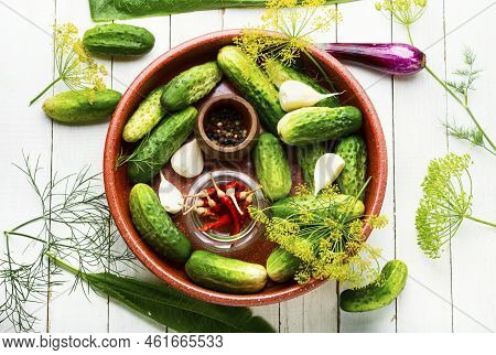 Homemade Cucumber Pickling And Ingredients