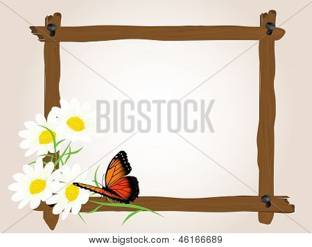 Cornice in legno con farfalla