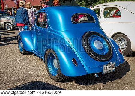 Falcon Heights, Mn - June 18, 2022: High Perspective Rear Corner View Of A 1947 Fiat 500 Topolino Co