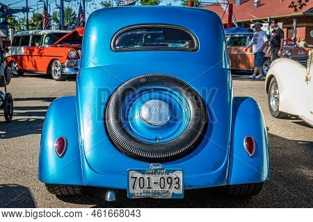 Falcon Heights, Mn - June 18, 2022: High Perspective Rear View Of A 1947 Fiat 500 Topolino Coupe At 