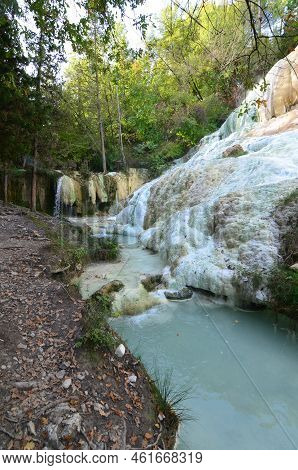 Flowing Geothermal Natural Hot Spring And Nature Spa In Tuscany Italy.
