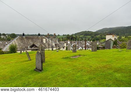 Hawkshead, Cumbria, Uk, 15 August 2018 : Cemetery At The Saint Michael And All Angels Church, Anglic
