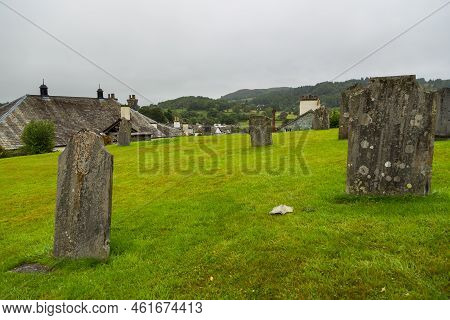 Hawkshead, Cumbria, Uk, 15 August 2018 : Cemetery At The Saint Michael And All Angels Church, Anglic