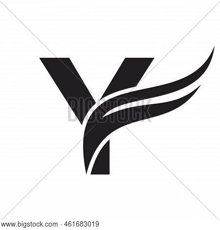 Letter Y Wing Logo Design. Transportation Logo Letter Y And Wings Concept