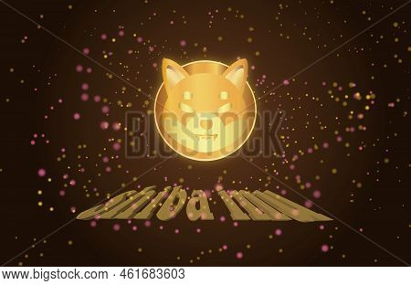 Shiba Virtual Currency Visuals On A Colorful Background. 3d Illustrations.