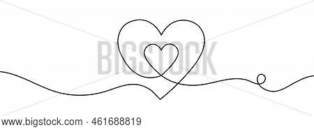 Heart. Abstract Love Symbol. Continuous Line Art Drawing Vector Illustration. Family Symbol
