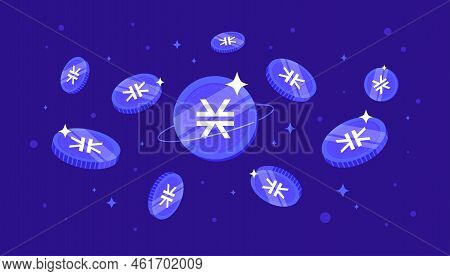 Stacks (stx) Coins Falling From The Sky. Stx Cryptocurrency Concept Banner Background.
