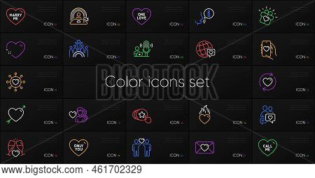 Set Of Marry Me, Dating Network And World Brand Line Icons. Include Lgbt, Only You, Heart Icons. Dat