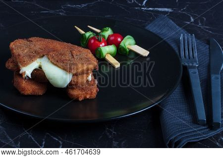 Cordon Bleu Speciality Rolls With Chicken Breast, Cheddar Cheese. High Quality Photo