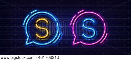 Initial Letter S Icon. Neon Light Line Effect. Line Typography Character Sign. Large First Font Lett