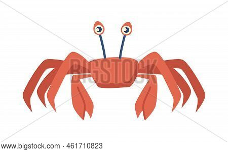 Underwater Animals And Fauna, Isolated Crab Crustaceans With Broad Carapace. Dwellers Of Sea Or Ocea