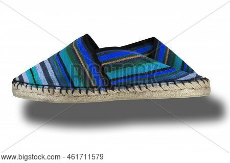 Espadrille Shoe, Traditional Spanish Shoes Made Of Sparto Rope And Canvas. Isolated Over White Backg