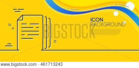 Copy Documents Line Icon. Abstract Yellow Background. Doc File Duplicates Sign. Office Note Symbol. 