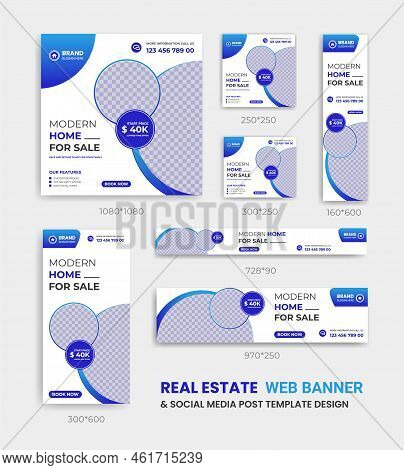 Real Estate Corporate Business Social Media And Web Banner Template Design Multiple Sizes