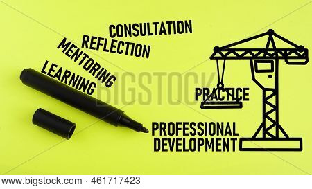 Professional Development Concept With Terms Such As A Learning, Mentoring, Practice, Consultation, R