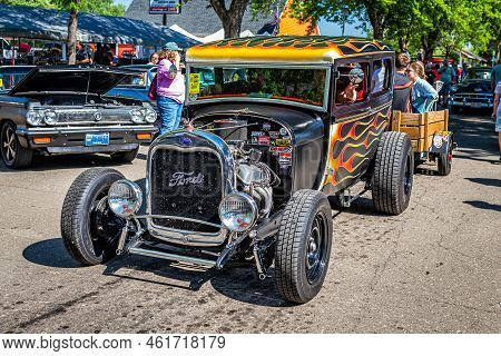 Falcon Heights, Mn - June 18, 2022: High Perspective Front Corner View Of A 1929 Fod Model A Hot Rod
