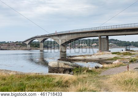 Marstrand, Sweden- August 18, 2022: Bridge Between Some Of The Small Islands On The Coastline Near M