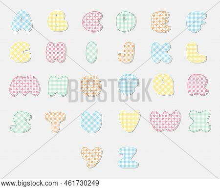Patchwork Hand Drawn Textile Font. Cute Textile Font For Scrapbook Or Collage Design. Patchwork Alph