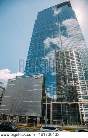 Warsaw, Poland - June 27, 2022: Administrative Architecture. Health Service. Modern City. High Build
