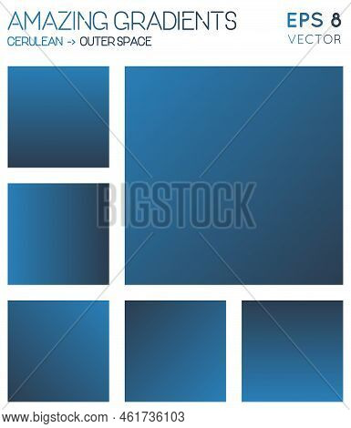 Colorful Gradients In Cerulean, Outer Space Color Tones. Admirable Background, Extraordinary Vector