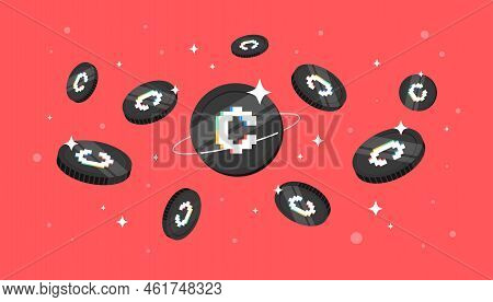 Convex Finance (cvx) Coins Falling From The Sky. Cvx Cryptocurrency Concept Banner Background.