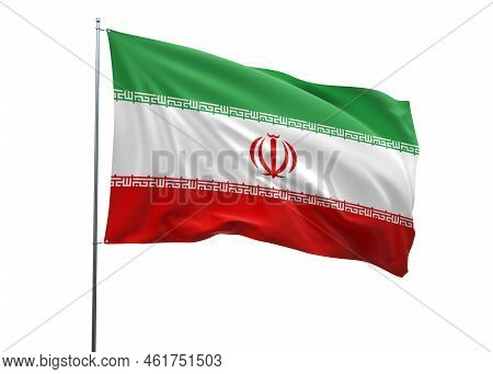 Iran Waving Flag, 3d Flag Illustration, Iran National Flag With A White Isolated Background