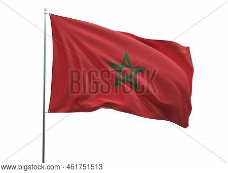 Morocco Waving Flag, 3d Flag Illustration, Morocco National Flag With A White Isolated Background