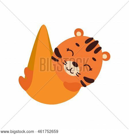 Cute Little Sleeping Tiger. Cartoon Animal Character For Kids T-shirt, Nursery Decoration, Baby Show