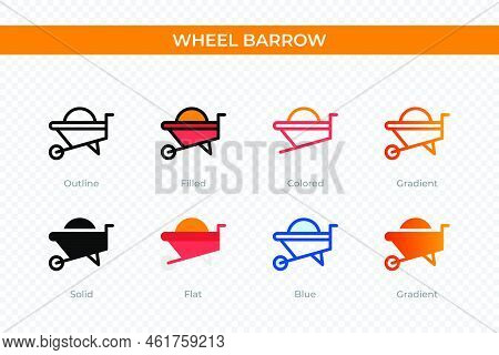 wheel barrow icon in different style. wheel barrow vector icons designed in outline, solid, colored, filled, gradient, and flat style. Symbol, logo illustration. Vector illustration