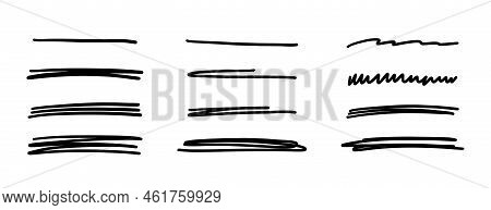 Hand Drawn Scribble Lines. Doodle Marker Line Stripes Collection. Swift Crossed And Wavy Underlines.