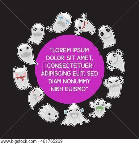 Round Halloween Frane With Ghosts. Spooky Characters Makes It Quick And Easy To Customize Your Fun A