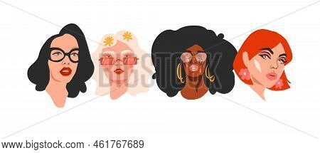 Hand Drawn Vector Abstract Stock Flat Graphic Illustration Collection Set With Retro Vintage Groovy 